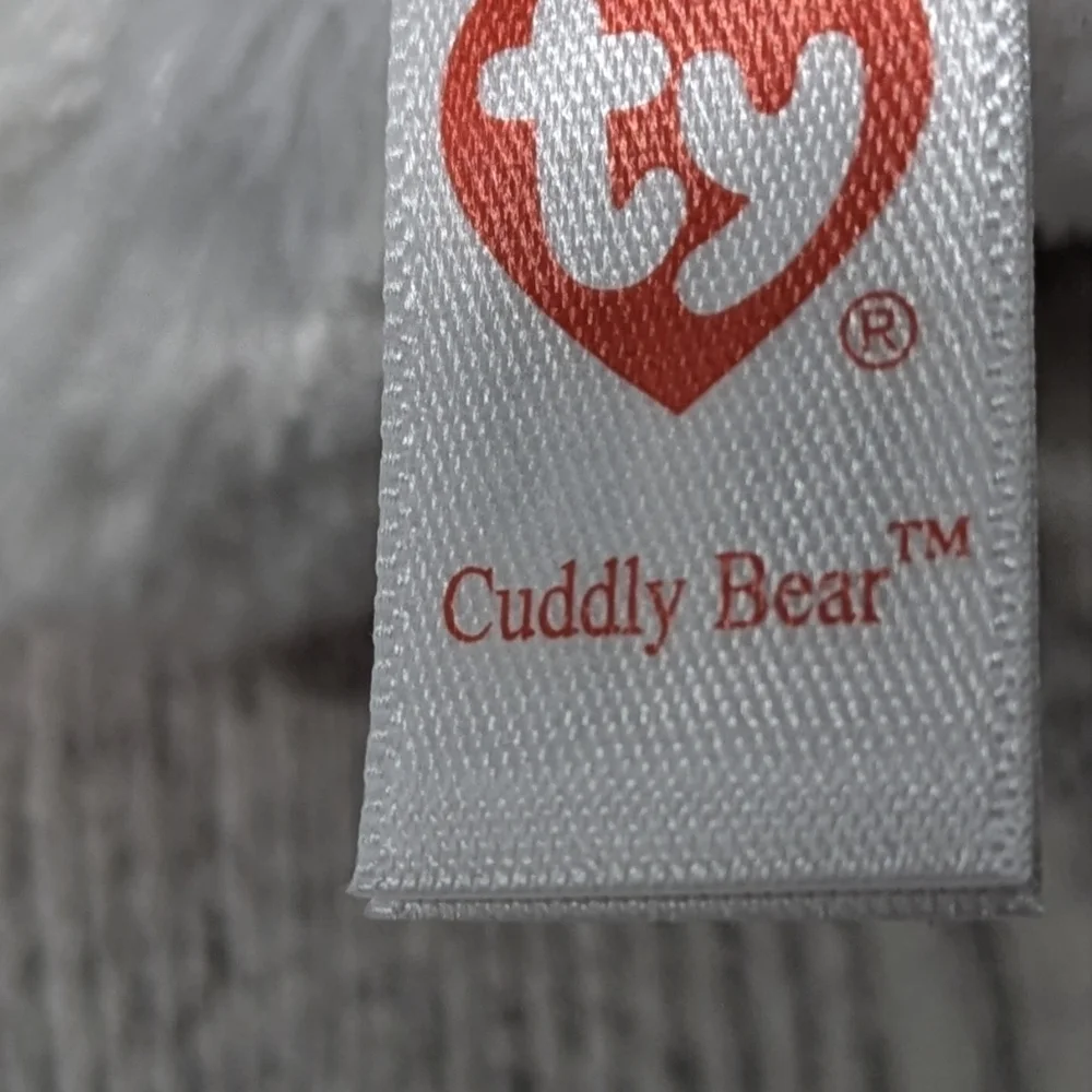 Ty Cuddly Bear White and Red Stuffed Animal